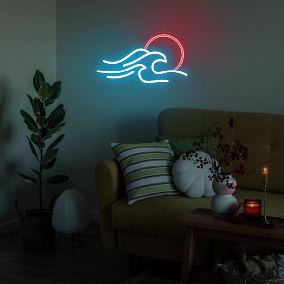Wave Neon Sign LED Wall Decor Dimmable Sunset Light Gift for Kids and Women - Picture 2 of 12